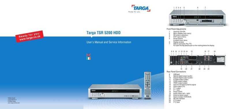 Targa TSR 5200 HDD User manual and service information