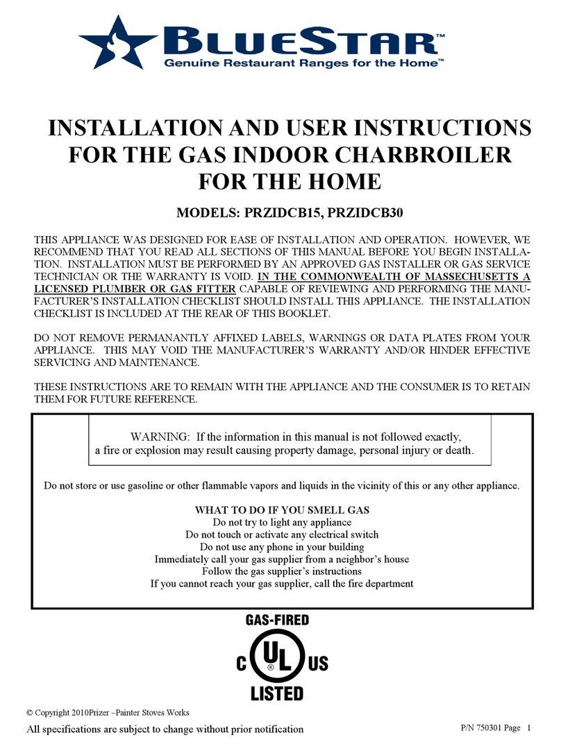 Blue Star PRZIDCB15 Installation and user instructions Blue Star PRZIDCB15 Installation and user instructions