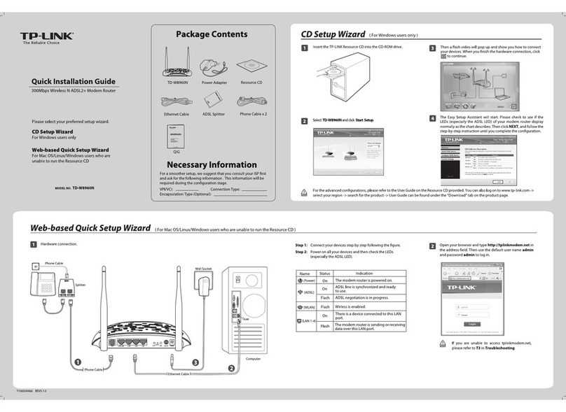 TP-Link TD-W8960N Quick installation guide