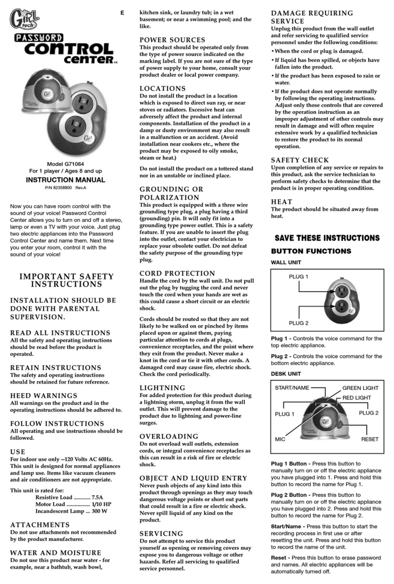 Girl tech Password Control centre G71064 instruction manual