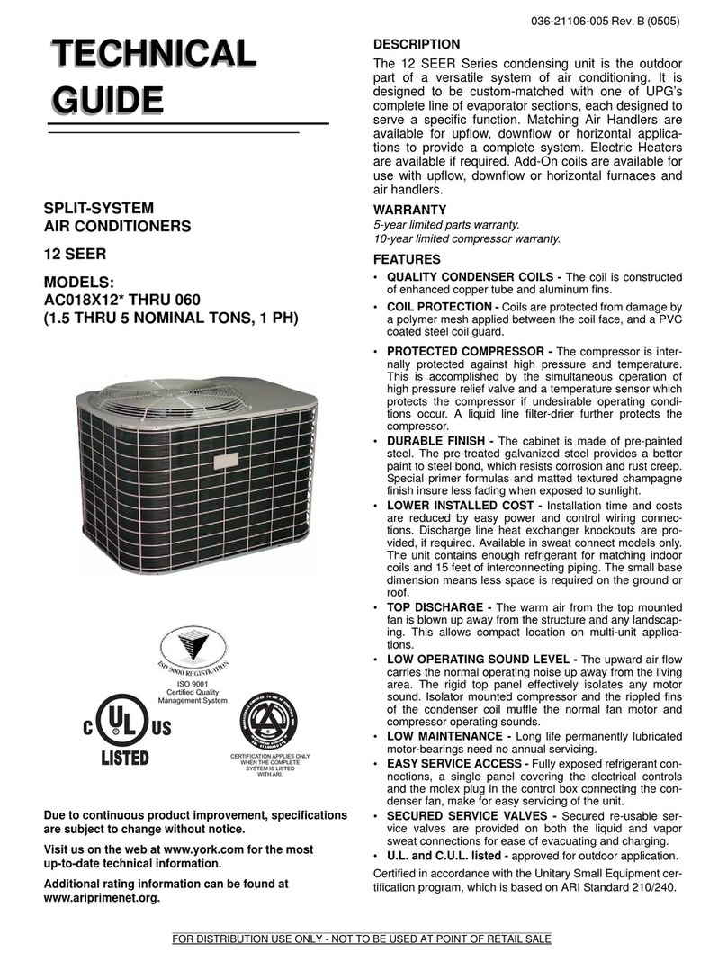 York AC018X1222 Quick start guide