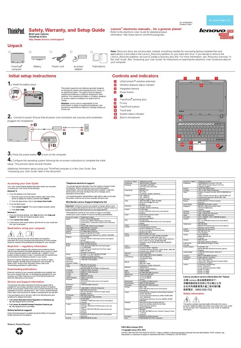 Lenovo ThinkPad X131e User manual