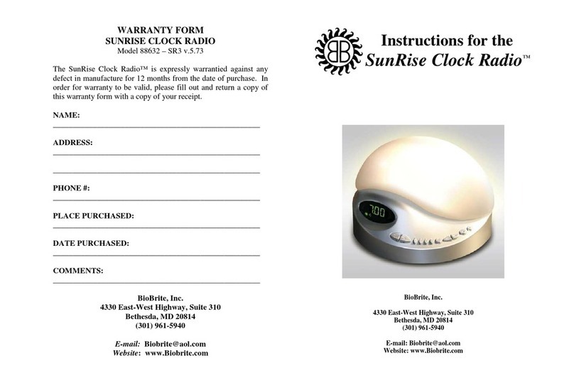 BioBrite SunRise Clock Radio User manual