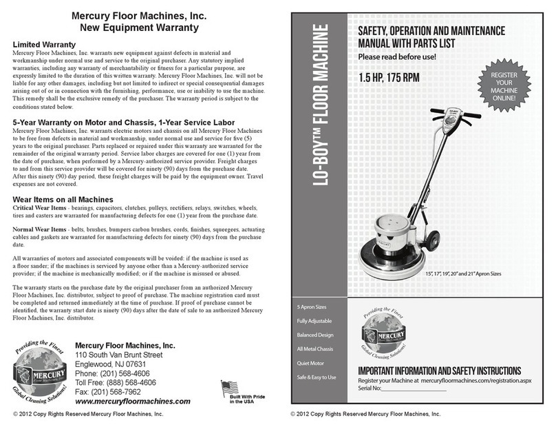 Mercury Floor Machines Lo-Boy Safety, operation and maintenance manual