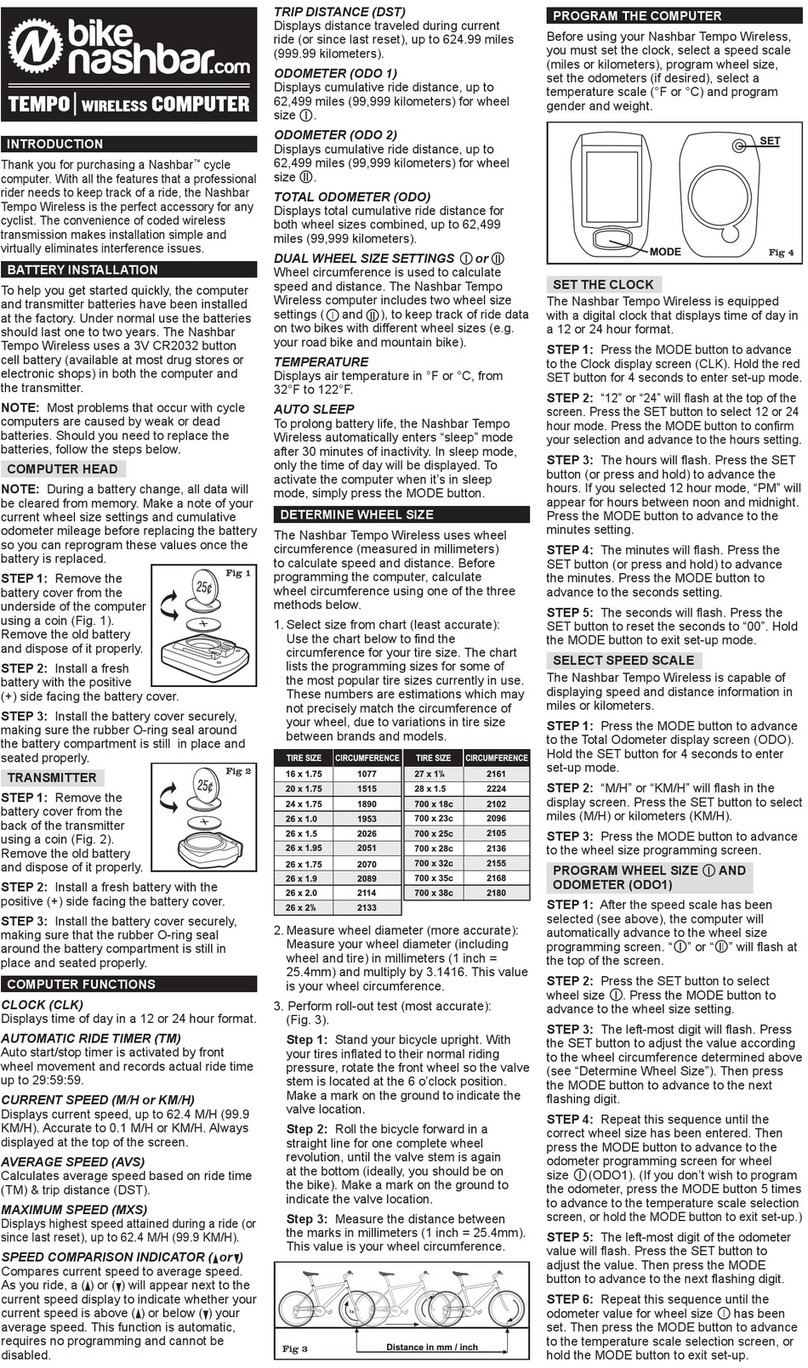 Nashbar Tempo Wireless Computer user guide