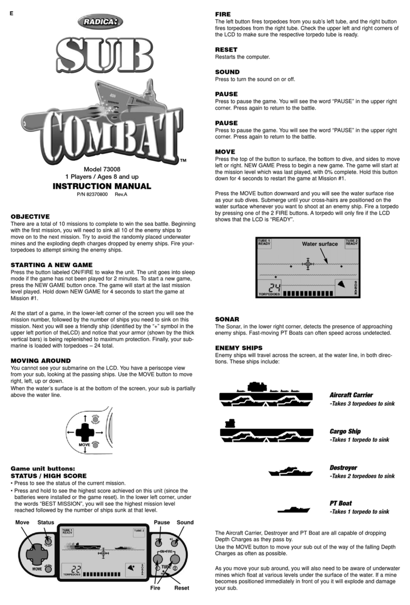 Radica Games 73008 SUB Combat instruction manual