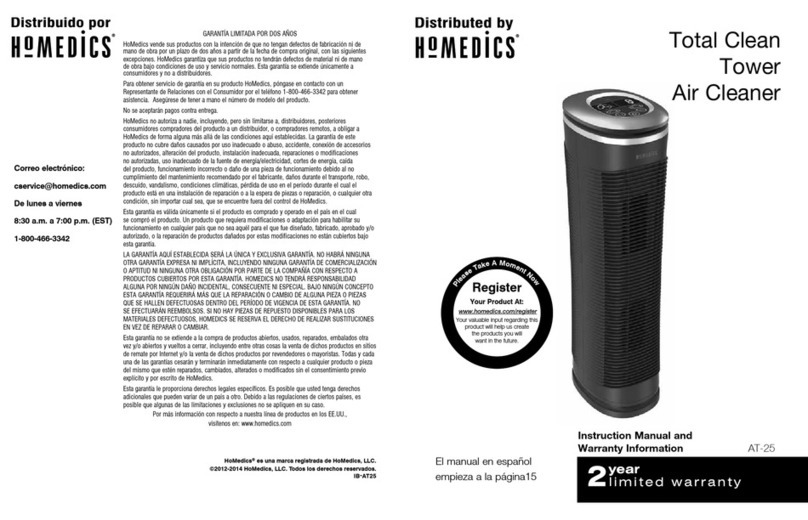 HoMedics AT-25 Instruction manual and  warranty information