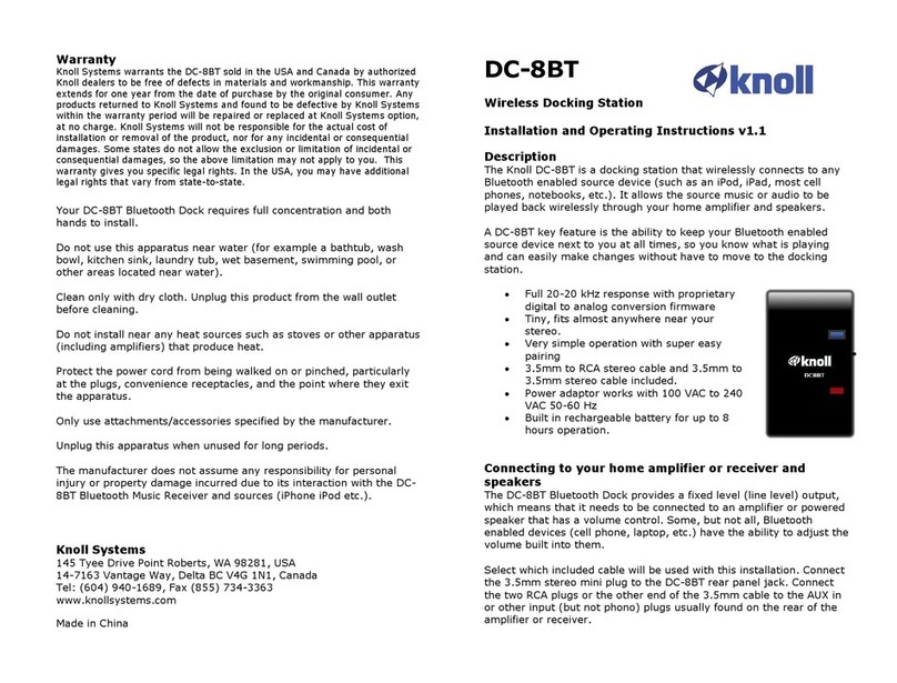 Knoll DC-8BT Installation and operating instructions