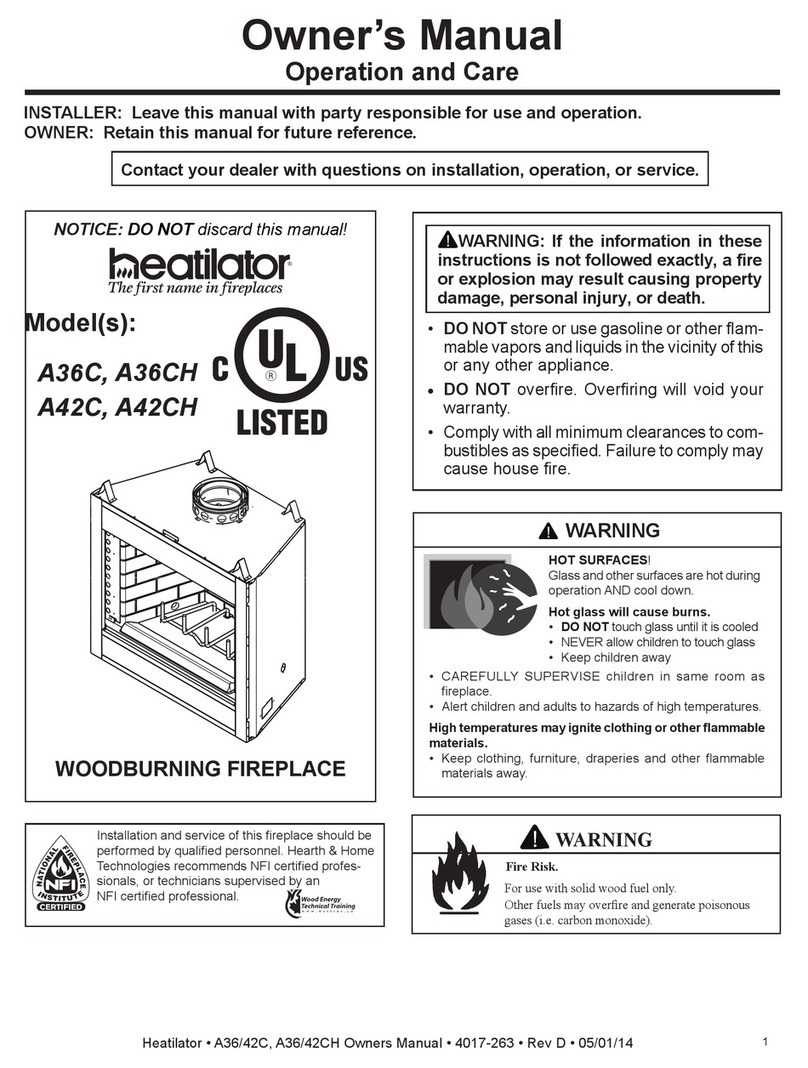Heatilator Wood Burning Fireplace A36C User manual
