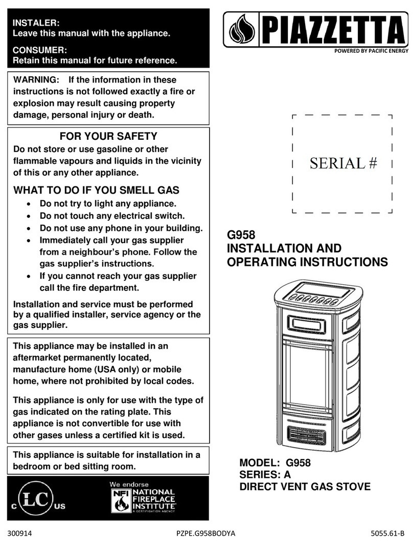 Piazzetta G958 Installation and operating instructions
