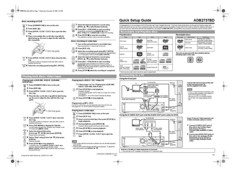 Durabrand ADB2737BD Quick setup guide