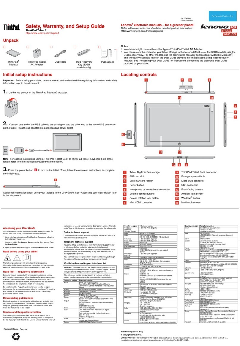 Lenovo ThinkPad Tablet 2 User manual