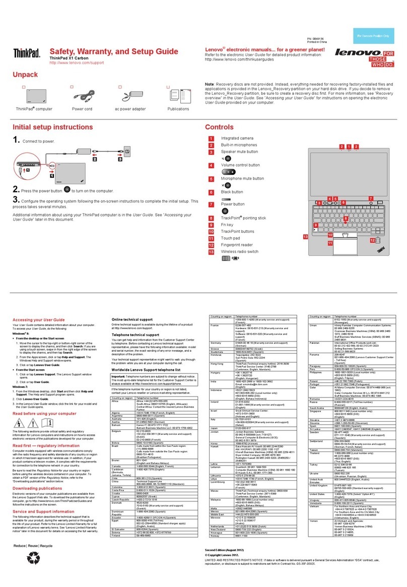 Lenovo ThinkPad X1 Carbon User manual