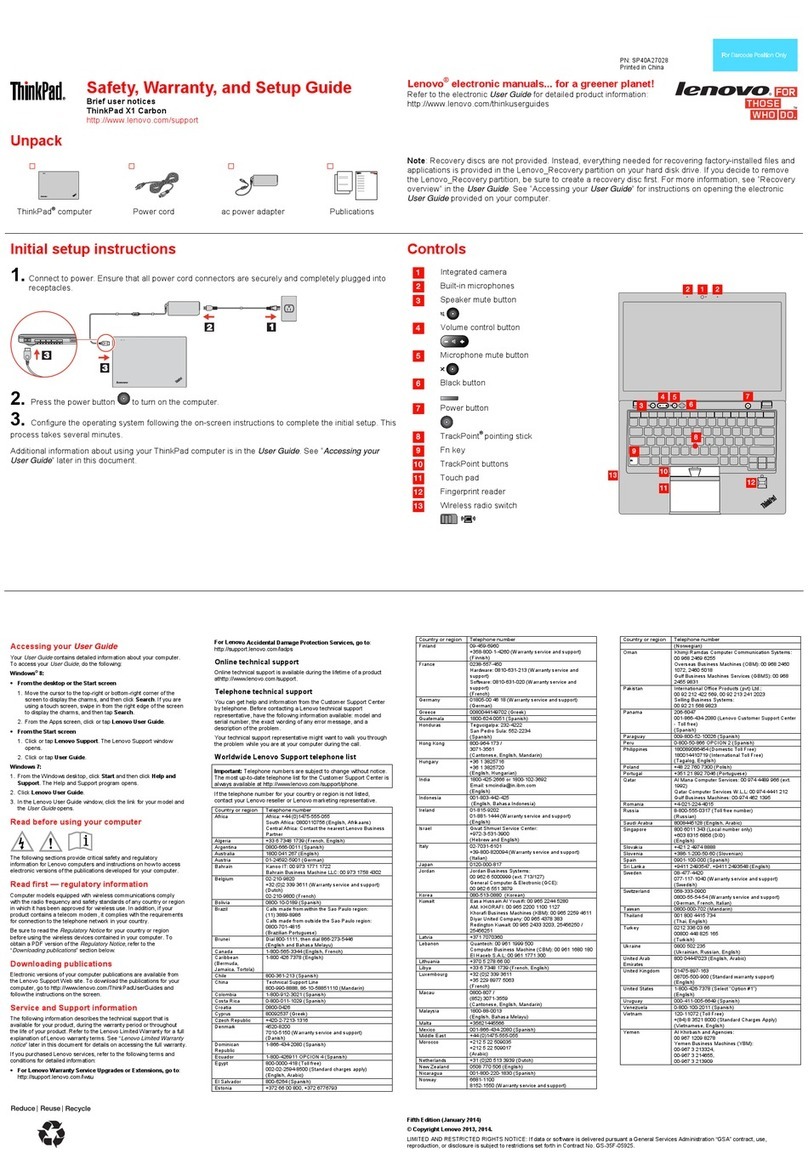 Lenovo ThinkPad X1 Carbon User manual