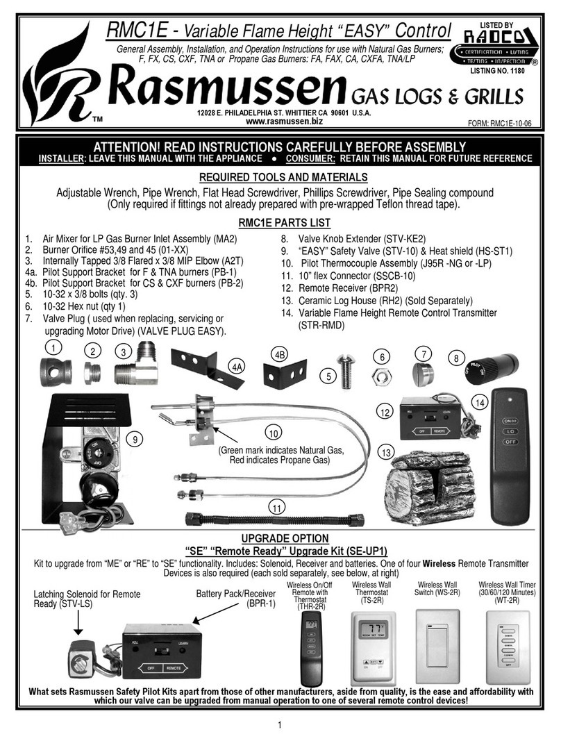 Rasmussen RMC1E General assembly, installation, and operation instructions