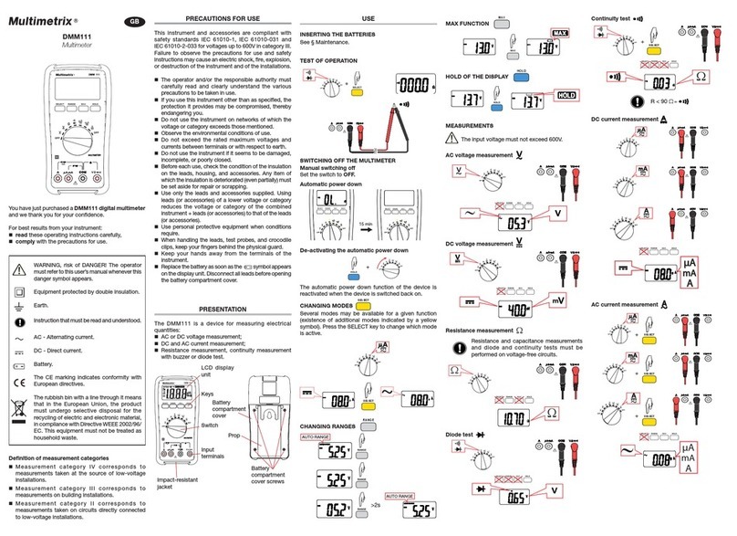 Multimetrix DMM111 Instructions for use