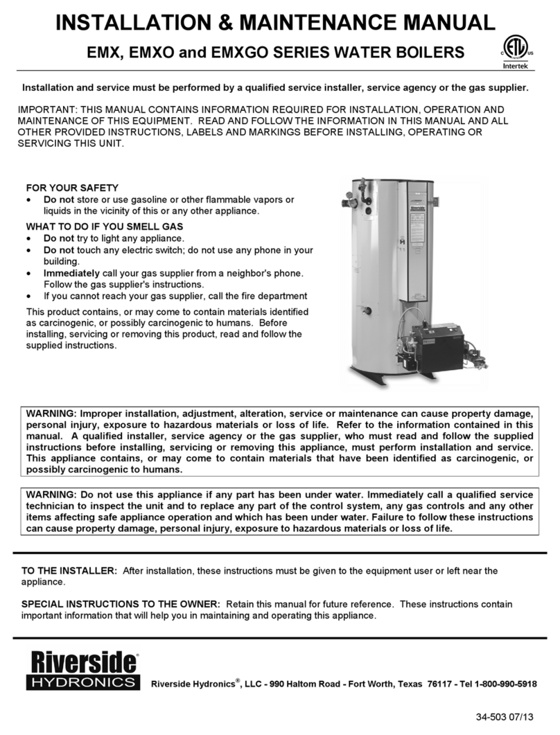 Riverside Hydronics EMX SERIES Installation & maintenance manual Riverside Hydronics EMX SERIES Installation & maintenance manual