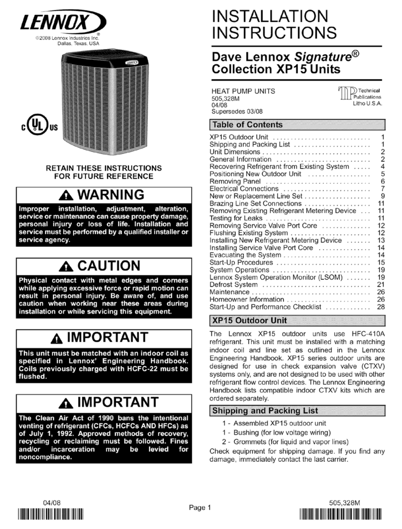 Lennox XP15 User manual