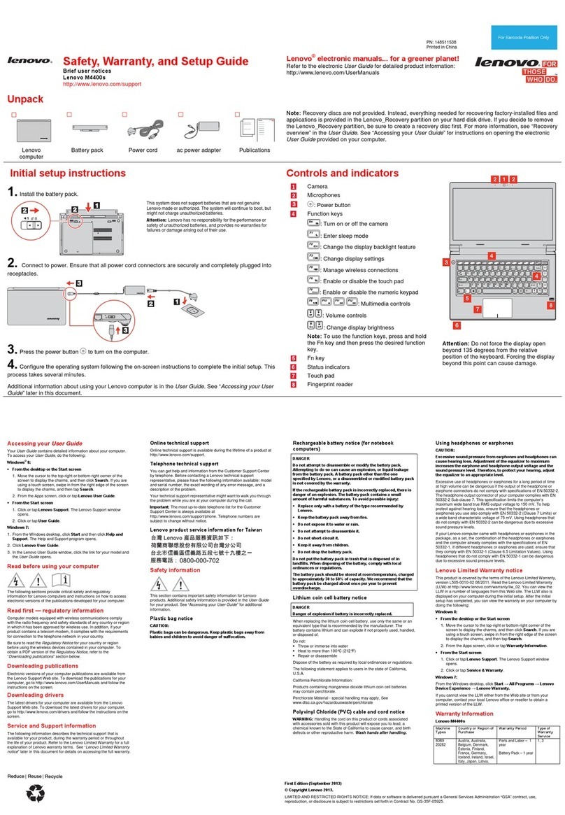 Lenovo M4400s Setup guide