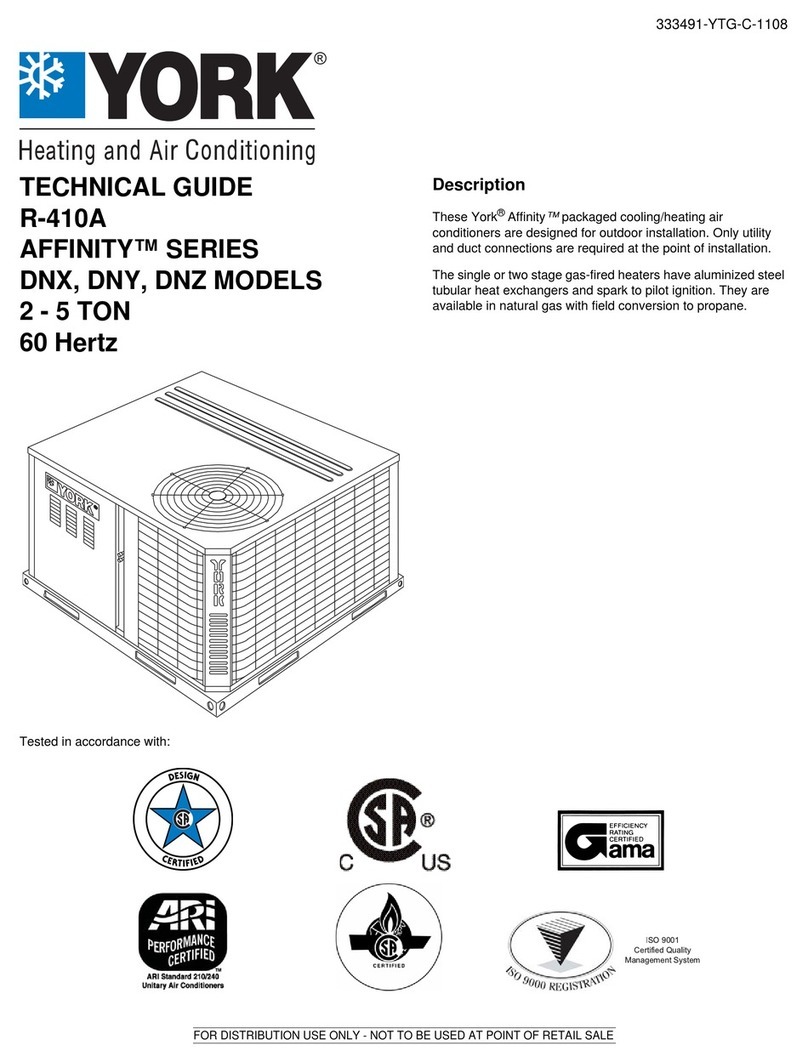 York AFFINITY R-410A DNX Quick start guide