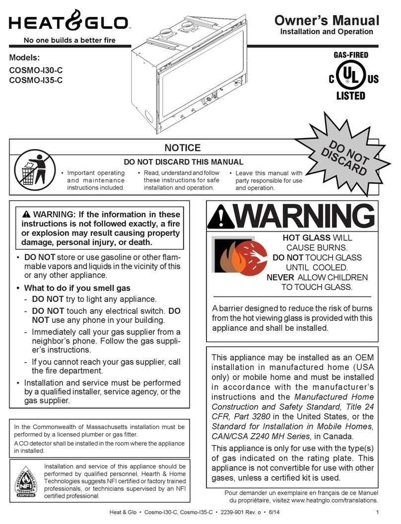 Heat & Glo COSMO-I30-C User manual Heat & Glo COSMO-I30-C User manual