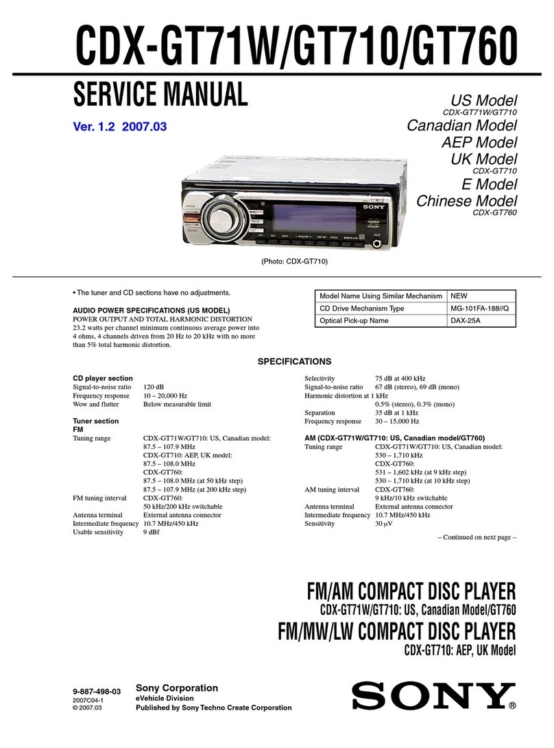 Sony CDX-GT71W - Fm/am Compact Disc Player User manual