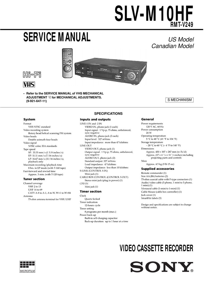 Sony SLV-M10HF - Video Cassette Recorder User manual