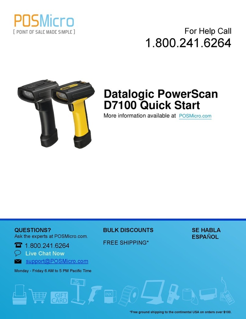 Datalogic PowerScan PD7100 Corded Quick reference guide
