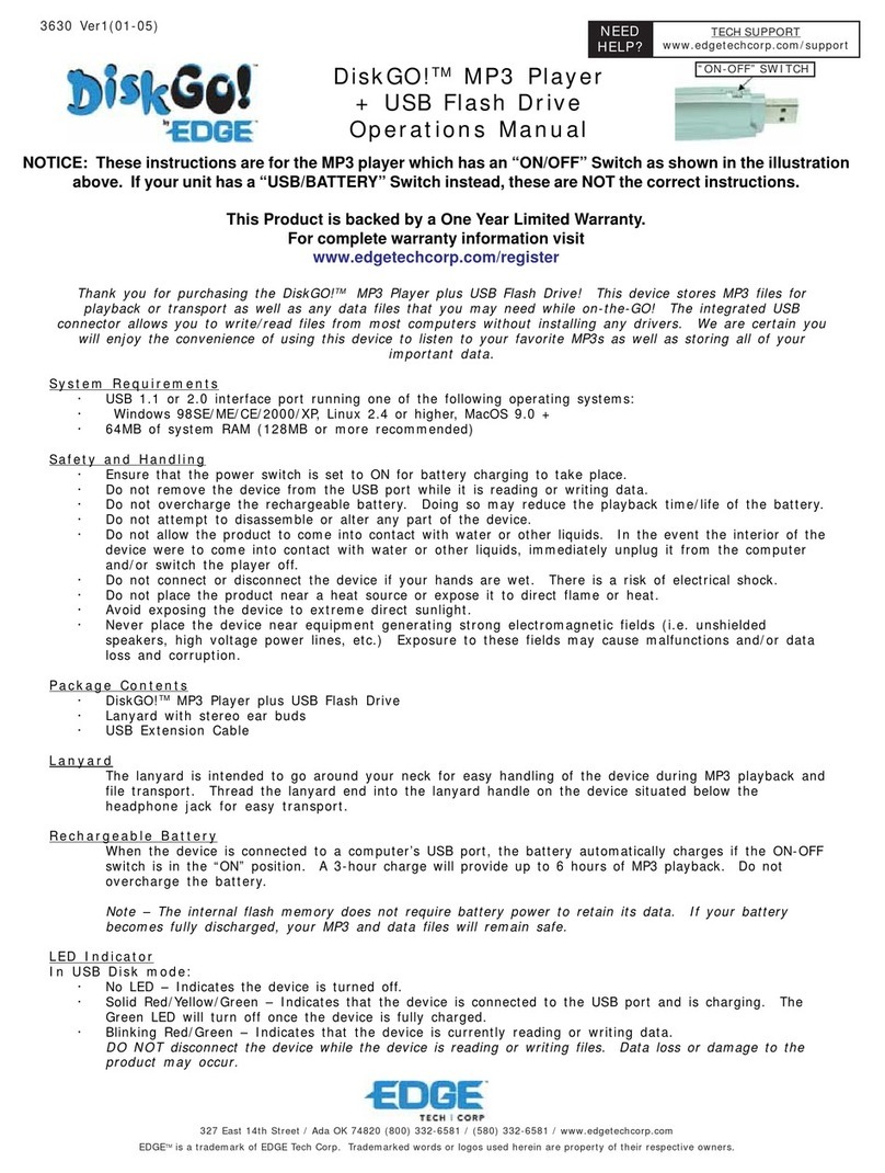 Edge DiskGO! Digital Music Player Operation manual