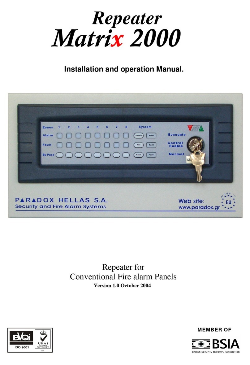 Paradox Hellas S.A. Matrix 2000 Installation and operation manual