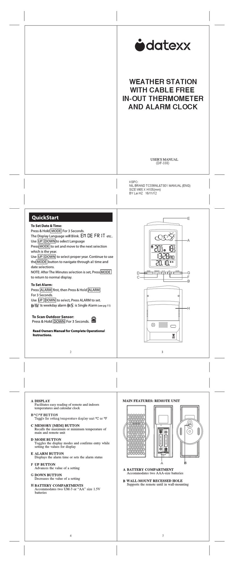 Datexx DF-338 user manual
