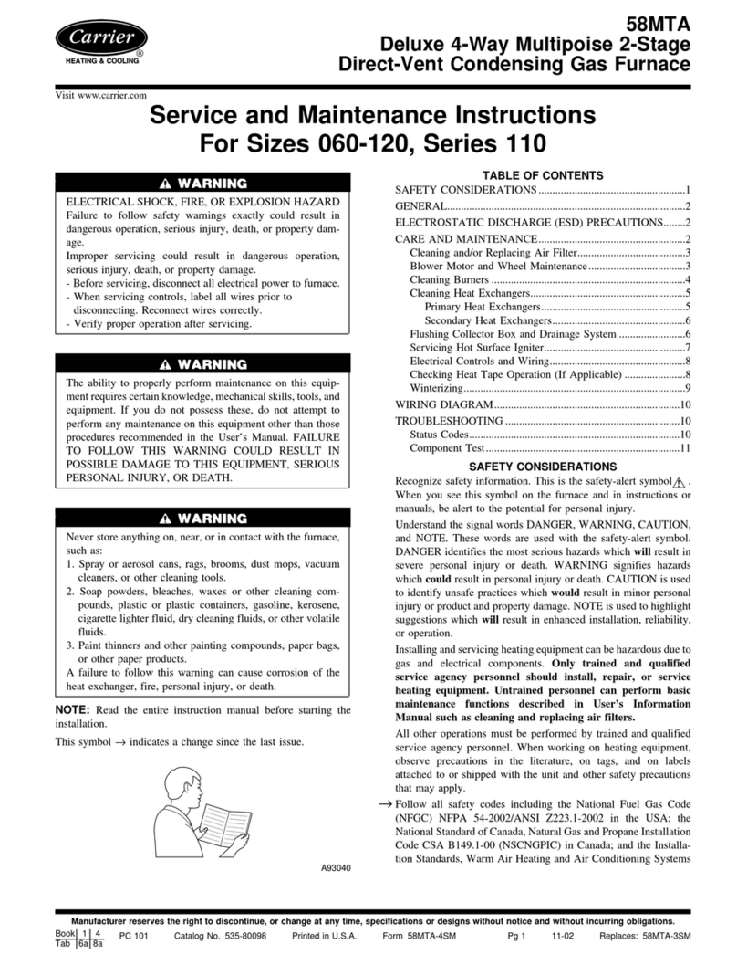 Carrier GAS FURNACE 58MTA Service manual