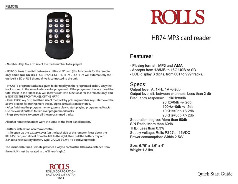 Rolls HR74 User manual