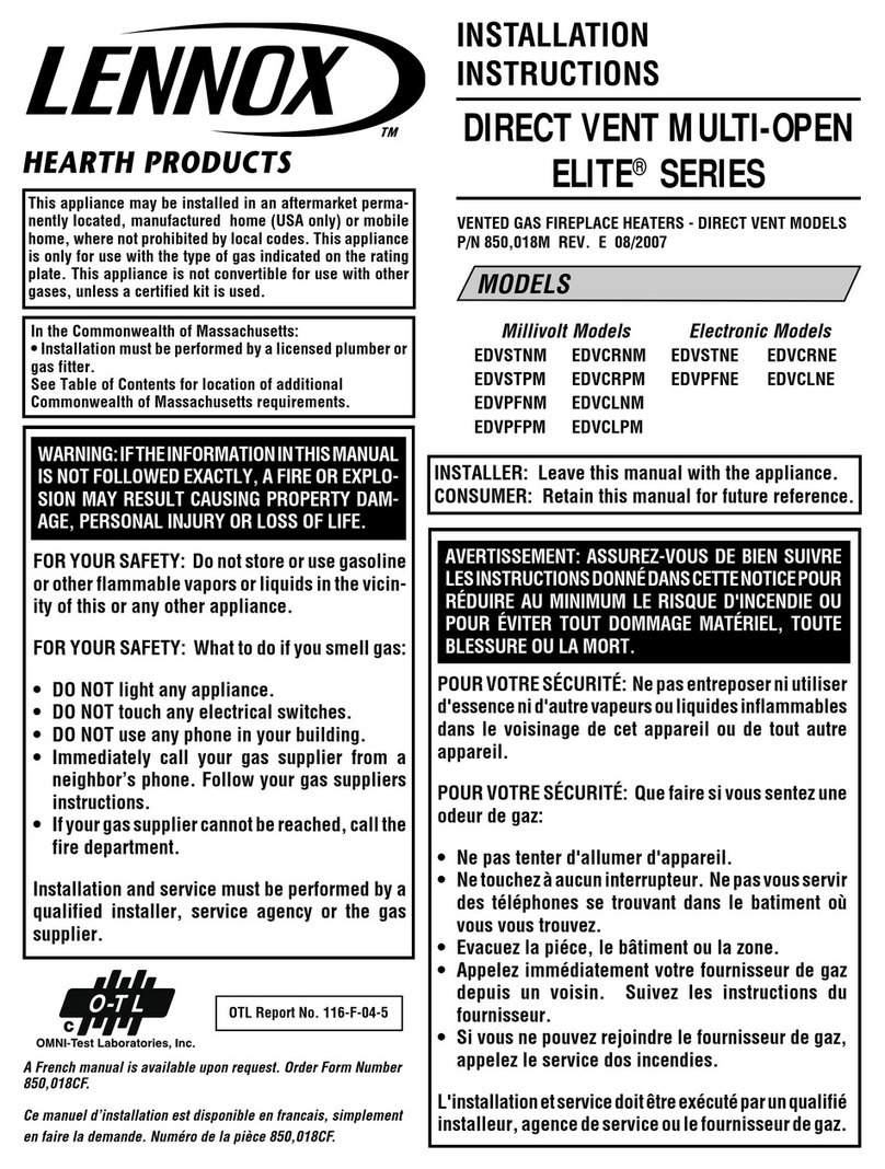 Lennox Hearth Products EMDVSTNM installation instructions