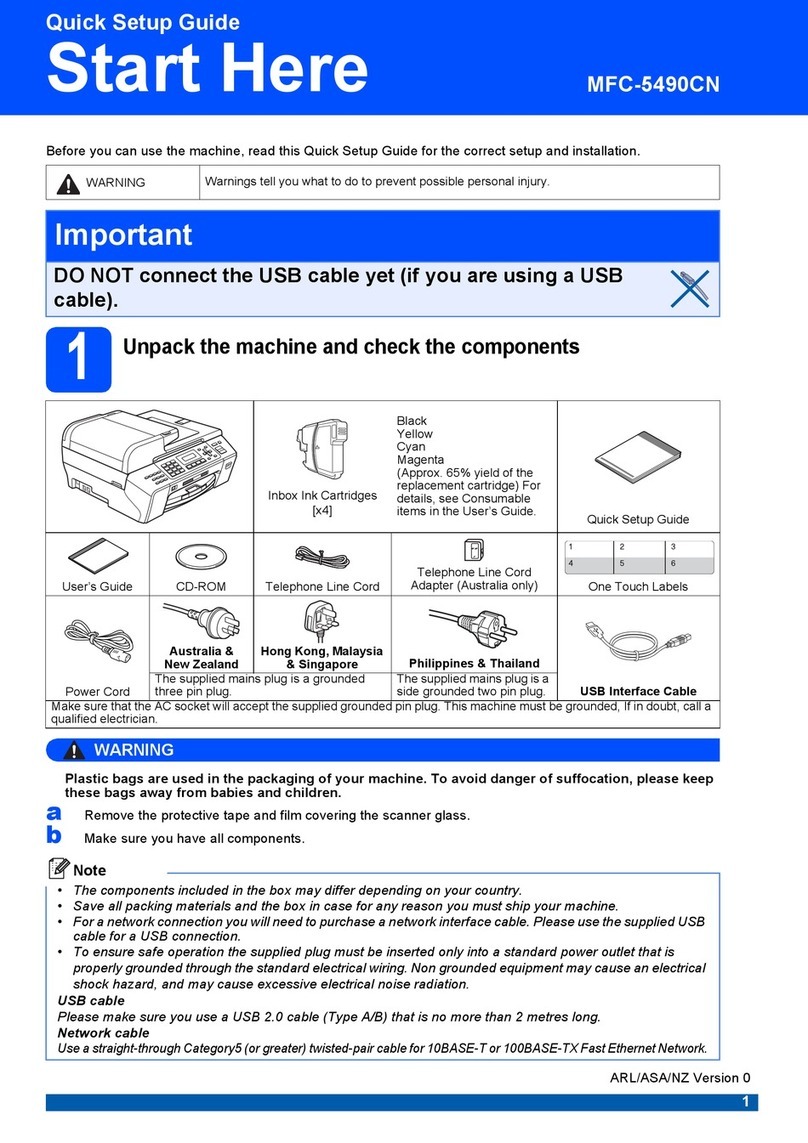 Brother MFC 5490CN - Color Inkjet - All-in-One Quick setup guide
