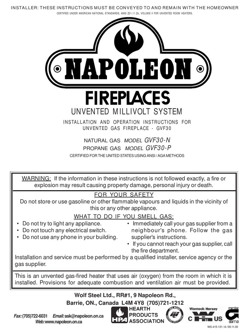 Napoleon GVF30-N Installation and operation instructions
