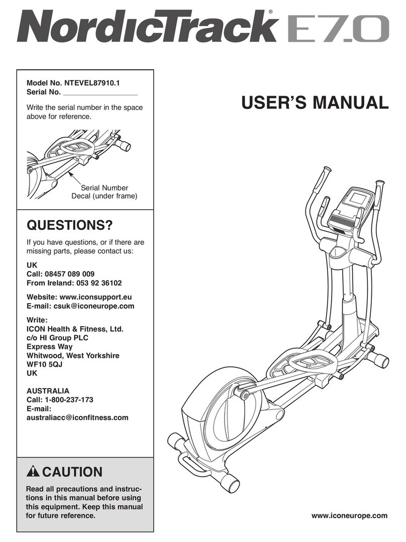 NordicTrack NordicTrack E 7.0 NTEVEL87910 user manual