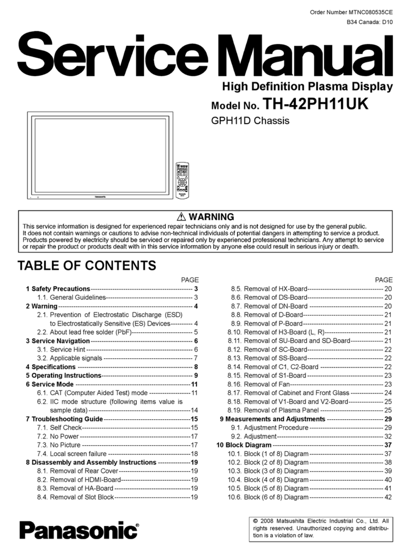 Panasonic TH-42PH11UK - 42" Plasma Panel User manual