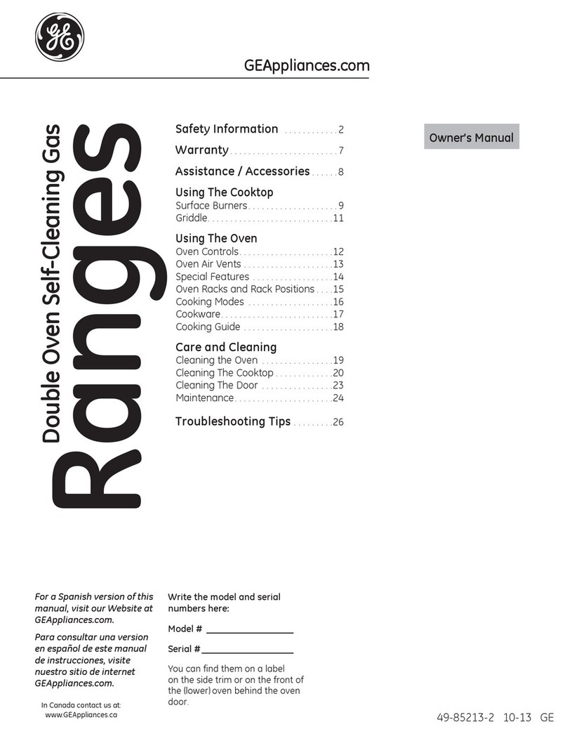 GE Double Oven Self-Cleaning Gas Ranges User manual