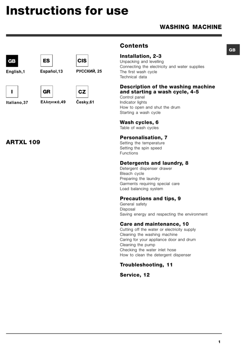Hotpoint Ariston ARTXL 109 Instructions for use Hotpoint Ariston ARTXL 109 Instructions for use