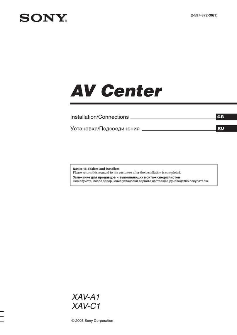 Sony XAV-A1 - Av Center Installation/connections Sony XAV-A1 - Av Center Installation/connections