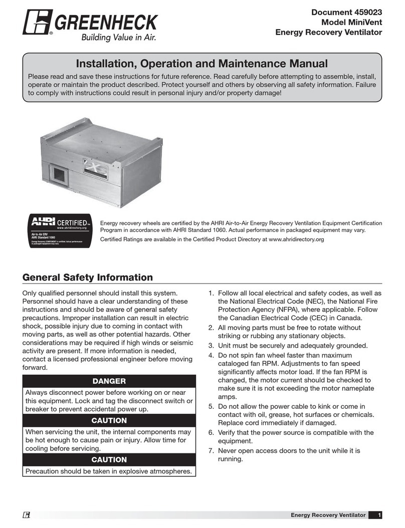 Greenheck MiniVent Installation, operation and maintenance manual Greenheck MiniVent Installation, operation and maintenance manual