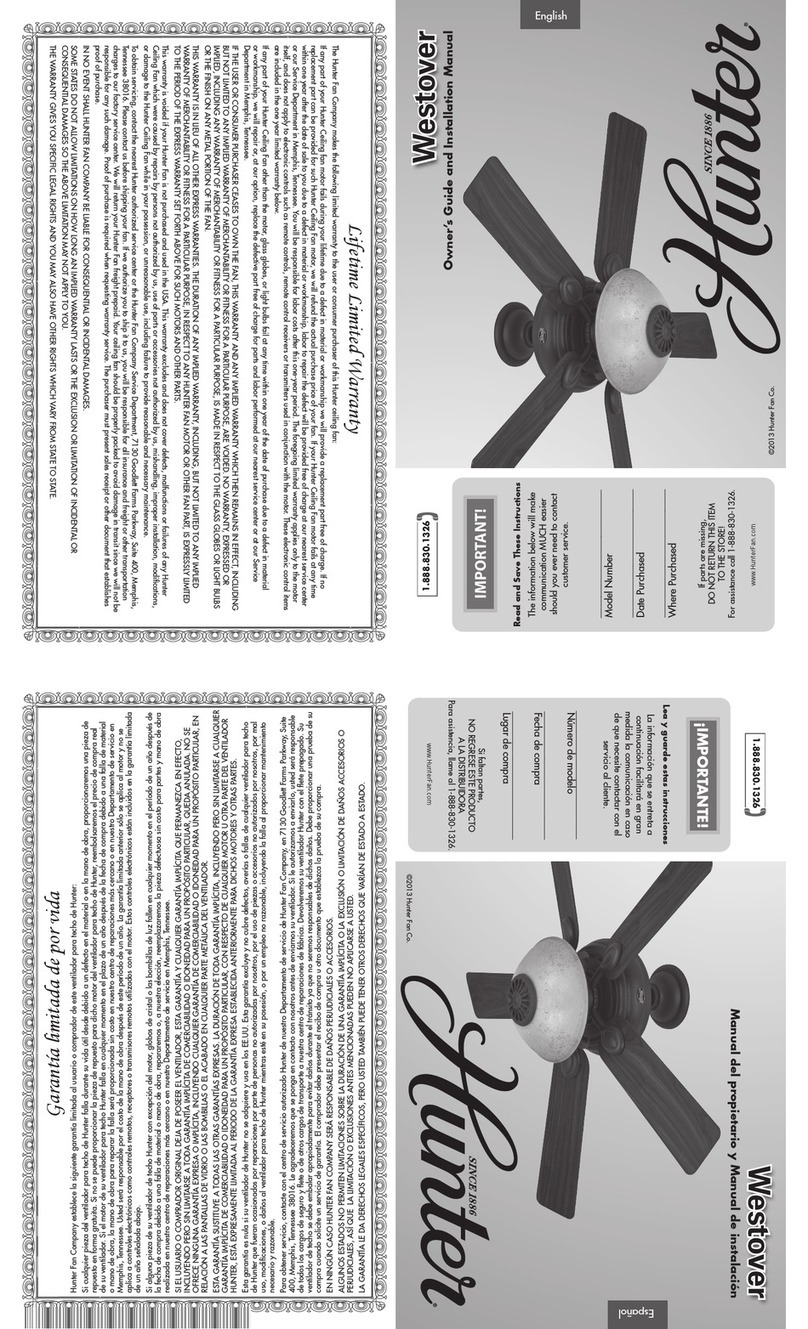 Hunter Westover Owner's guide and installation manual