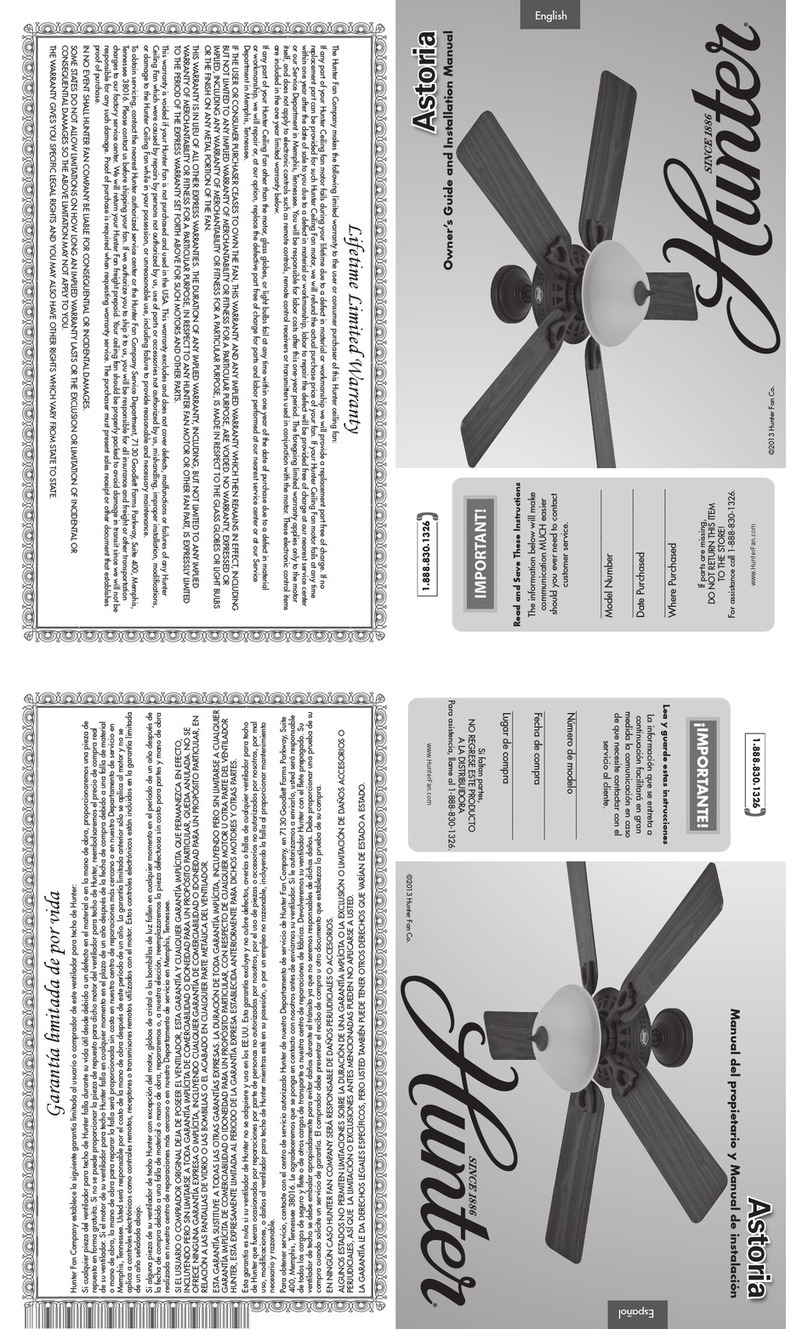 Hunter Astoria Owner's guide and installation manual