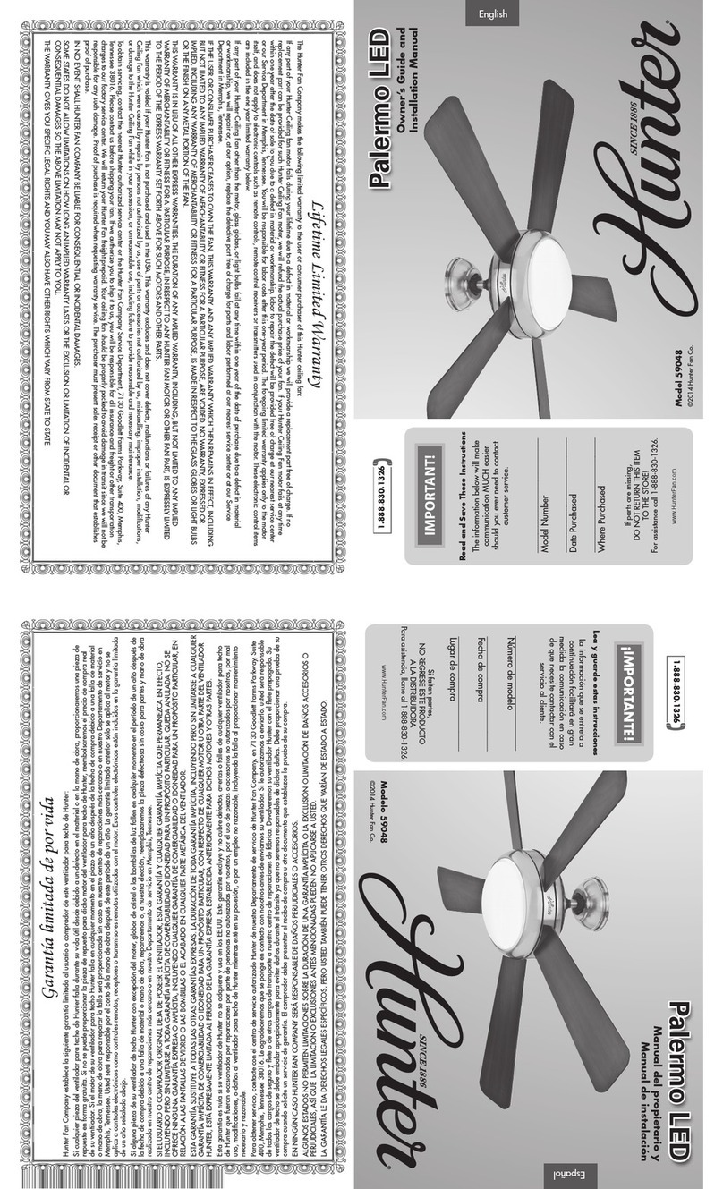 Hunter Palermo LED 59048 Instruction manual