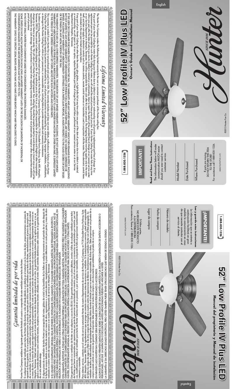 Hunter 52” Low Profile IV Plus LED Instruction manual Hunter 52” Low Profile IV Plus LED Instruction manual