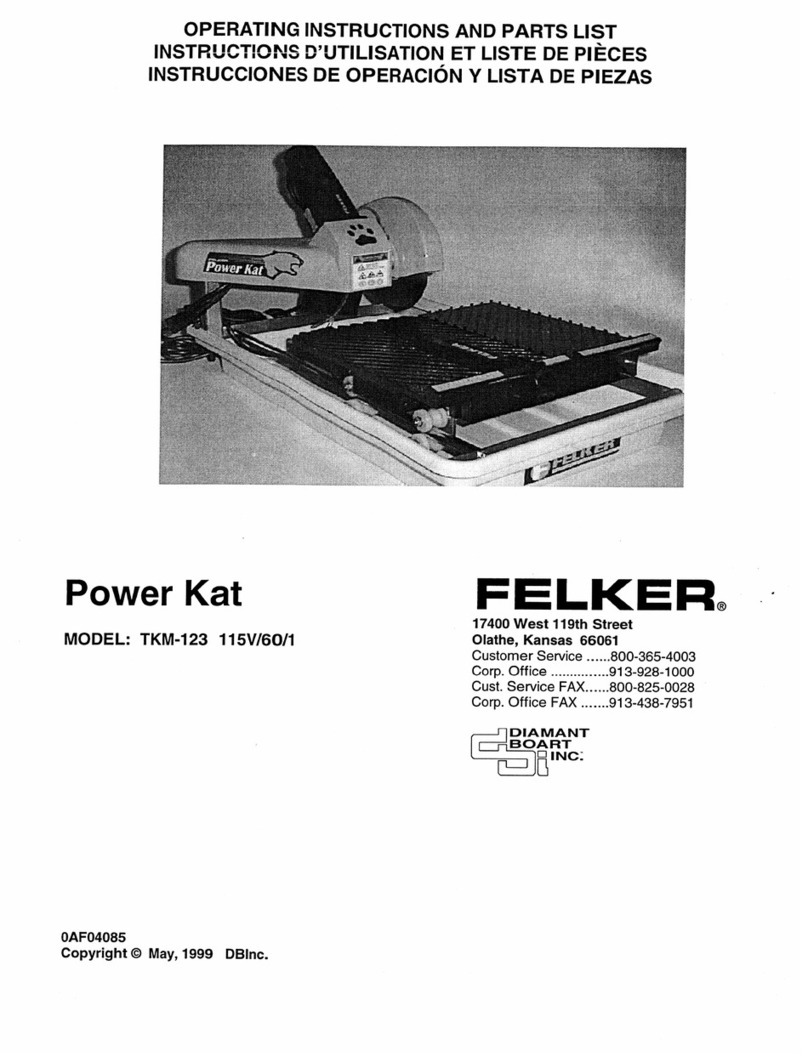 Felker TKM-123 Use and care manual Felker TKM-123 Use and care manual