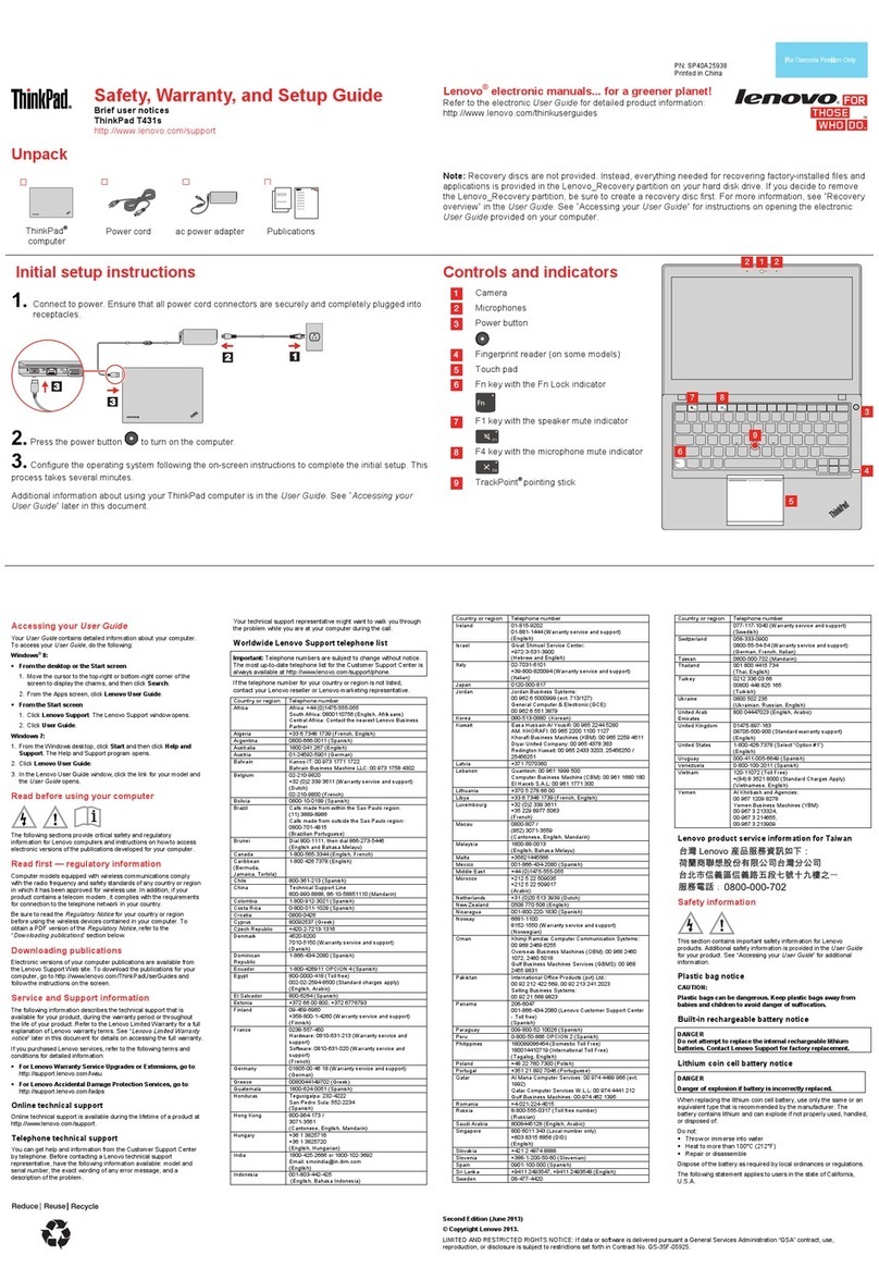 Lenovo ThinkPad T431s User manual