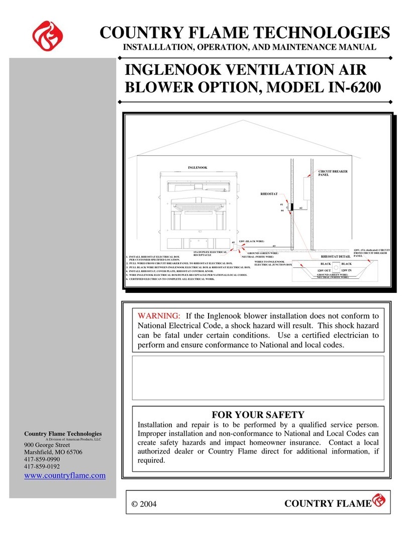 COUNTRY FLAME TECHNOLOGIES IN-6200 Installation, operation and maintenance manual COUNTRY FLAME TECHNOLOGIES IN-6200 Installation, operation and maintenance manual