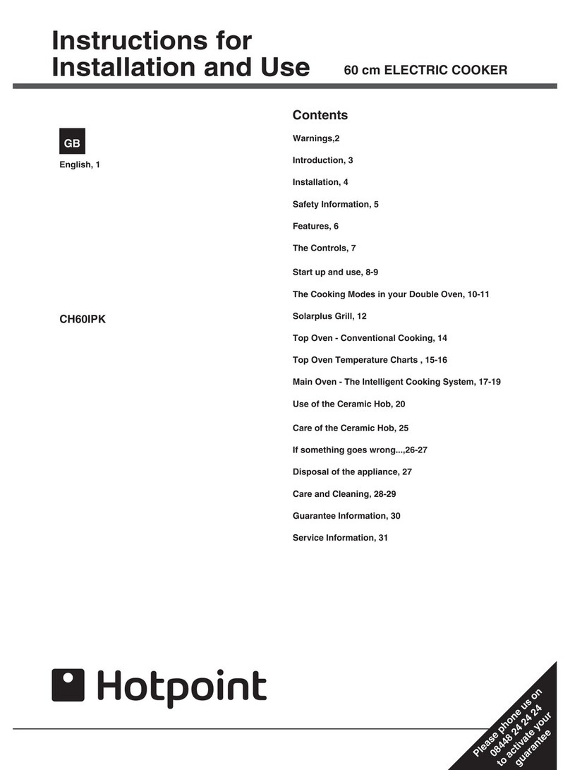 Hotpoint CH60IPK Instructions for installation and use Hotpoint CH60IPK Instructions for installation and use